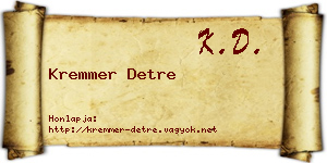 Kremmer Detre névjegykártya
